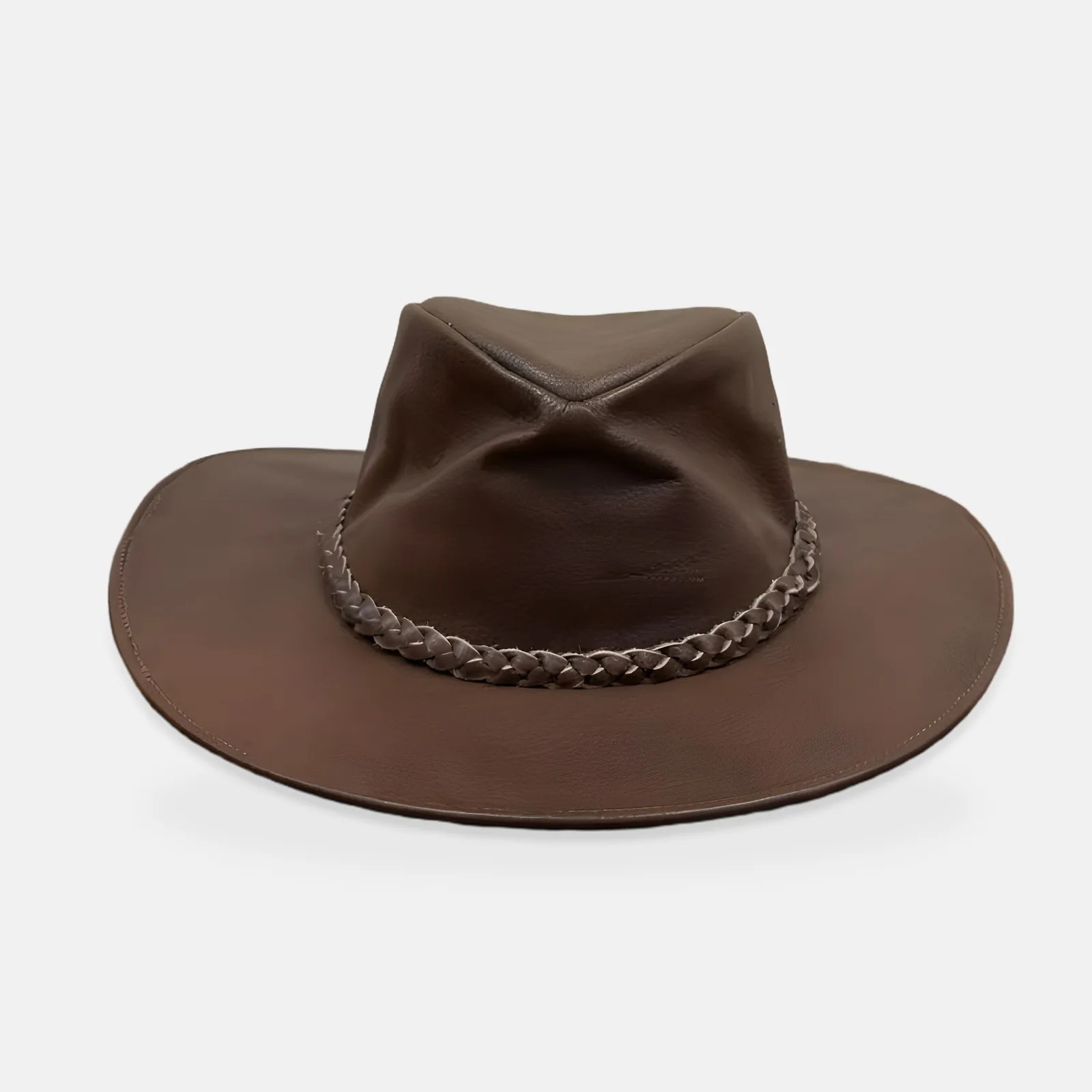 Tobacco Leather Hat, sombrero de cuero café